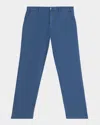 Peter Millar Men's Flat Front Trousers In Signature Sateen In Blue
