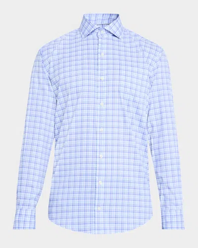 Peter Millar Men's Garrow Crown Lite Cotton-stretch Sport Shirt In Blue Freesia