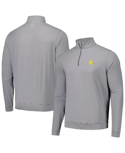 Peter Millar Men's Gray San Diego Padres Perth Sugar Stripe Performance Quarter-zip Top