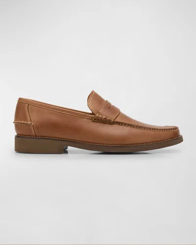 Peter Millar Men's Handsewn Leather Penny Loafers In Whiskey