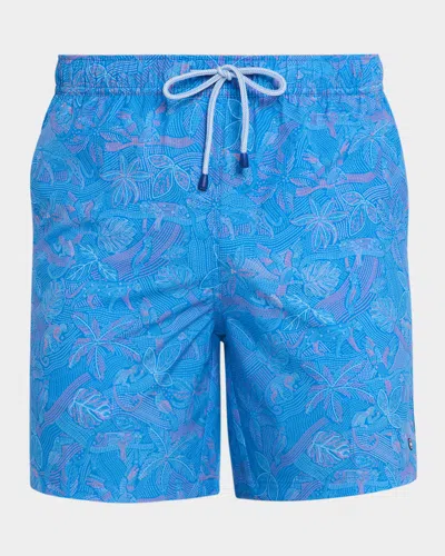 Peter Millar Men's In The Canopy Swim Trunks In Gray