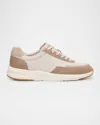 Peter Millar Men's Journeyman Nylon And Suede Low-top Sneakers In Driftwood