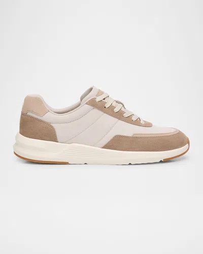 Peter Millar Men's Journeyman Nylon And Suede Low-top Sneakers In Driftwood