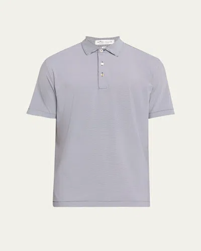 Peter Millar Men's Jubilee Stripe Stretch-jersey Polo Shirt In Silver