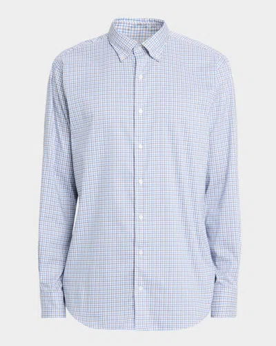 Peter Millar Men's Julian Plaid Check Shirt In Blue