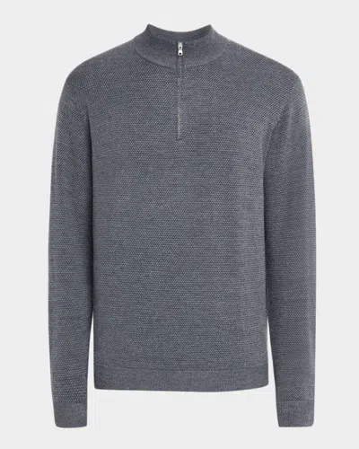 Peter Millar Men's Keene Merino Quarter-zip Sweater In Gray