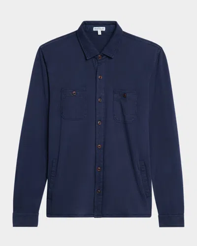 Peter Millar Men's Lava Wash Fleece Knit Shirt Jacket In Navy
