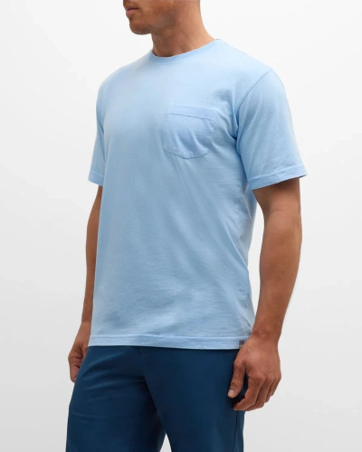 Peter Millar Men's Lava Wash Pocket T-shirt In Cottage Blue