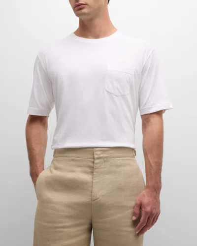 Peter Millar Men's Lava Wash Pocket T-shirt In White