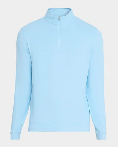 Peter Millar Men's Perth Birdseye Performance Quarter-zip Pullover In Blue