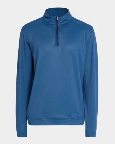 Peter Millar Men's Perth Birdseye Performance Quarter-zip Pullover In Blue