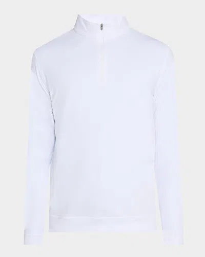 Peter Millar Men's Perth Crosshatch Performance Quarter-zip Sweater In White