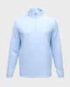 Peter Millar Men's Perth Micro-stripe Half-zip Sweater In Light Blue