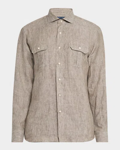 Peter Millar Men's Positano Linen Double-pocket Sport Shirt