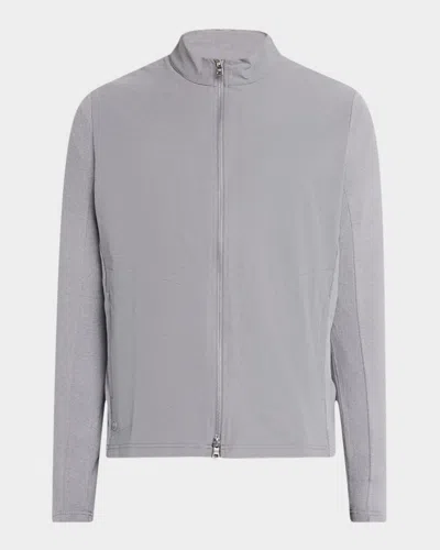 Peter Millar Men's Solstice Performance Hybrid Full-zip Cardigan In Gray