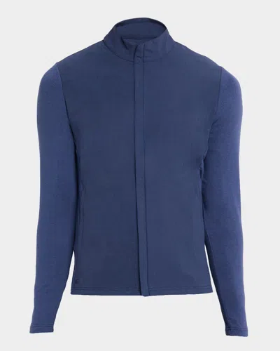 Peter Millar Men's Solstice Performance Hybrid Full-zip Cardigan In Blue