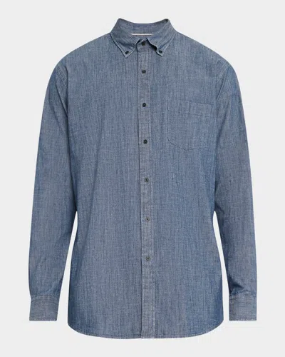 Peter Millar Crown Tamworth Chambray Stretch Sport Shirt In Indigo