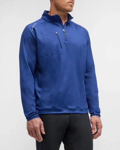 Peter Millar Men's Verge Logo Camo Performance Quarter-zip Sweater In Sport Navy