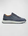 Peter Millar Men's Wayfare Perforated Suede Runner Sneakers In Navy