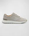 Peter Millar Men's Wayfare Perforated Suede Runner Sneakers In Pearl Grey