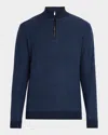 Peter Millar Men's West Merino Wool Quarter-zip Sweater In Blue