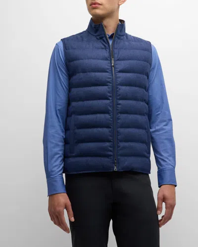 Peter Millar Men's Whistler Reversible Quilted Vest In Atlanta Blue