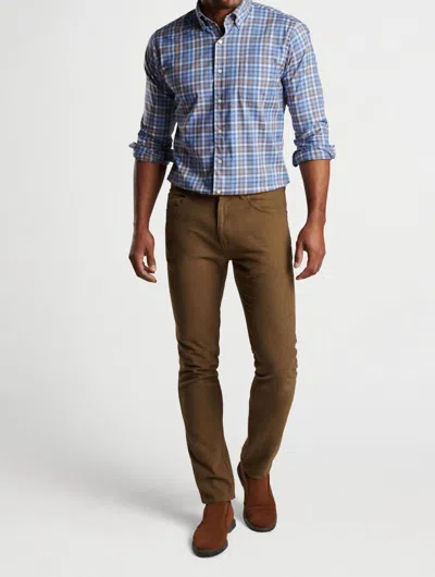 Peter Millar Mountainside Flannel Five Pock Pants In Bourbon In Multi