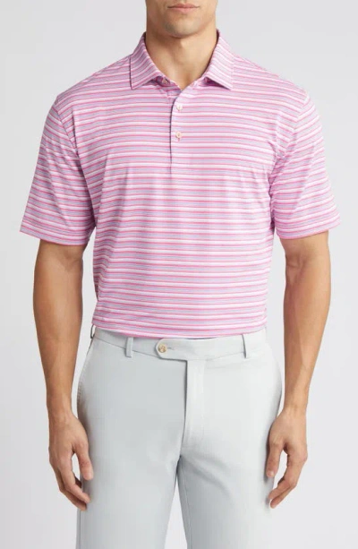 Peter Millar Oakland Stripe Performance Golf Polo In Pink Ruby