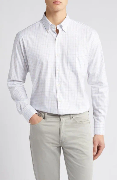 Peter Millar Men's Crown Patten Lite Grid Check Button-down Shirt In White