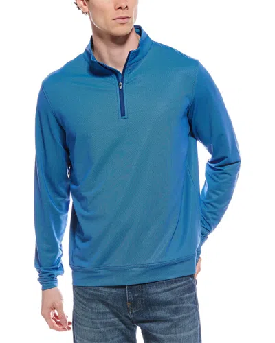 Peter Millar Perth Birdseye Performance 1/4-zip Pullover In Blue
