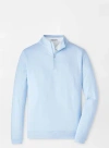 Peter Millar Perth Sugar Stripe Performance Quarter-zip In Cottage Blue/white