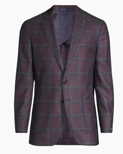 Pre-owned Peter Millar Plaid Soft Wool Sport Jacket In Rosewood Size 44r. $1198. In Pink