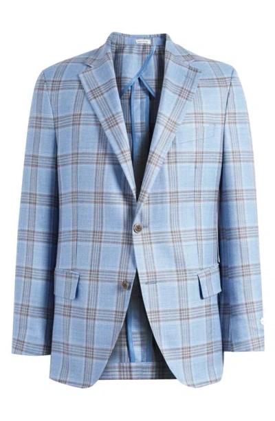 Peter Millar Plaid Wool & Silk Blend Sport Coat In Light Blue