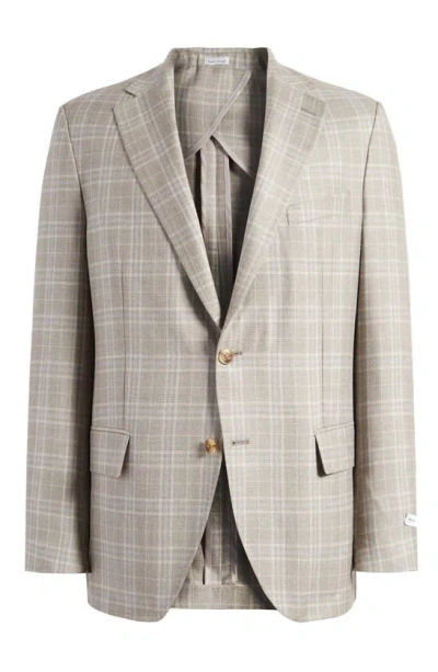 Peter Millar Plaid Wool, Silk & Linen Sport Coat In Tan