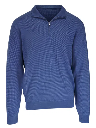 Peter Millar Quarter Zip Sweater In Blue