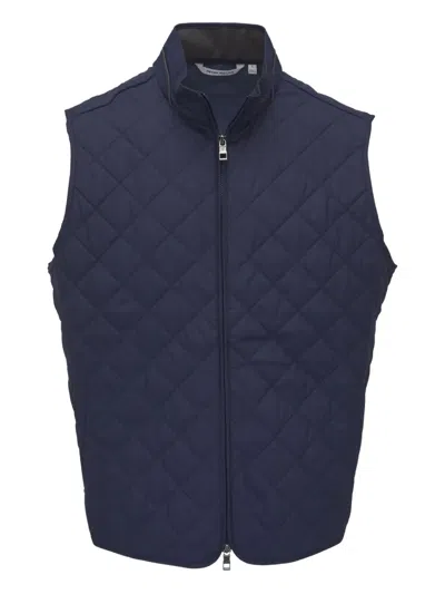 Peter Millar Quilted Diamond-pattern Gilet In Blue