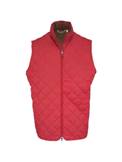 Peter Millar Quilted High-neck Gilet In Red