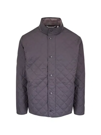 Peter Millar Quilted High-neck Jacket In Brown