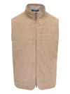 Peter Millar Quilted Suede Gilet In White