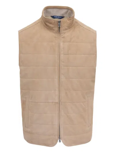 Peter Millar Quilted Suede Gilet In White