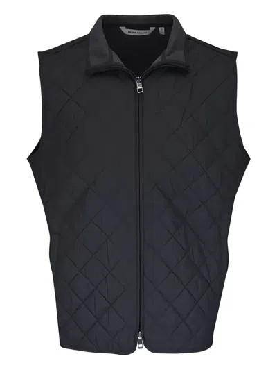 Peter Millar Quilted Zip-up Gilet In Black