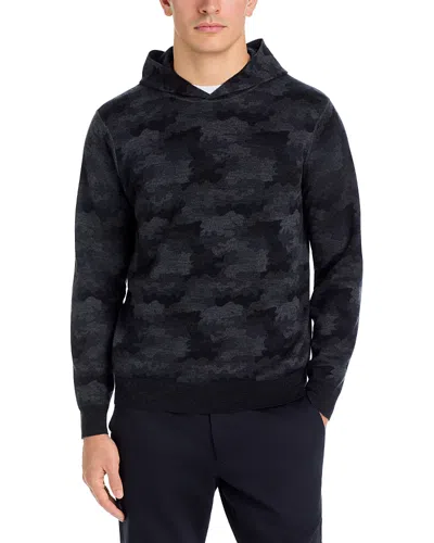 Peter Millar Reversible Camo Pullover Hoodie In Black