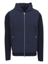 Peter Millar Ribbed-knit Hoodie In Blue