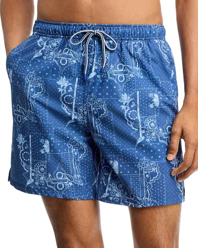 Peter Millar Robusto 7 Graphic Swim Trunks In Blue