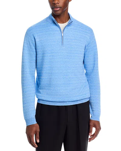 Peter Millar Saratoga Striped Quarter Zip Sweater In Blue