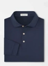 Peter Millar Solid Stretch Jersey Long Sleeve Polo In Navy