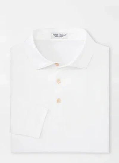 Peter Millar Solid Stretch Jersey Long Sleeve Polo In White