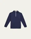 Peter Millar Stretch Terry Quarter Zip Popover, Youth In Blue