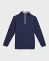 Peter Millar Kids' Stretch Terry Quarter Zip Popover, Youth In Blue