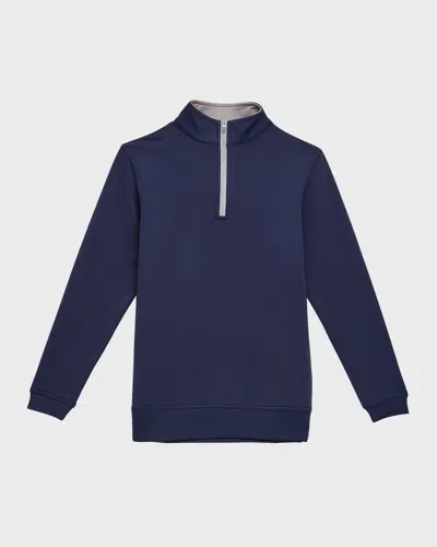 Peter Millar Stretch Terry Quarter Zip Popover, Youth In Blue